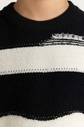 Junior Boy Black White Basic Sweater JB-SWT-WS23-012